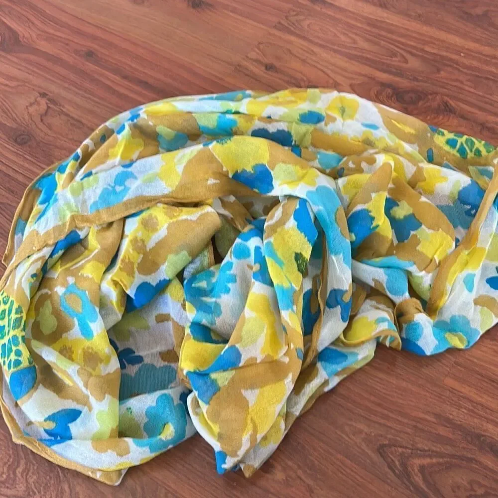 Uena for Target mustard turquoise white scarf floral swimsuit wrap sarong